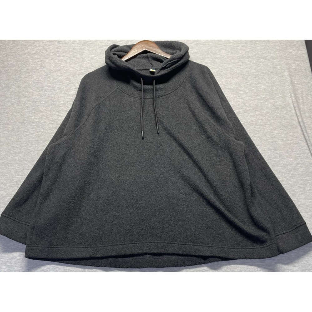 Womens Cowl Neck Fleece Hoodie 2XL Charcoal Gray Raglan Sleeve Athleisure Gym